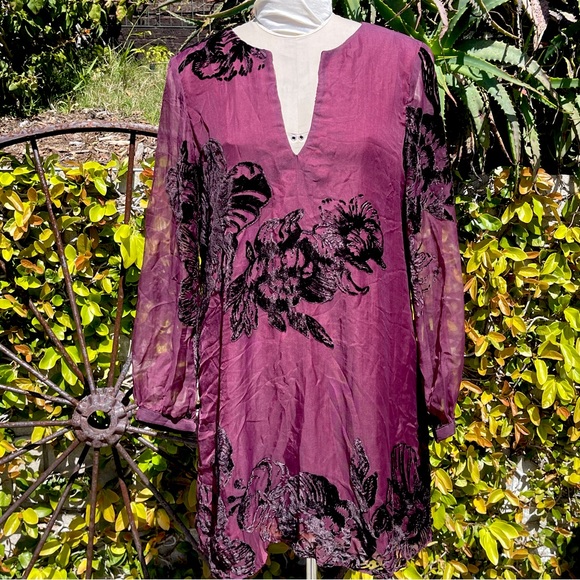 lavender brown velvet dress | Dresses | New Lavender Brown Burnout Mini Neck Knee Length Blouson